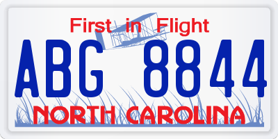 NC license plate ABG8844