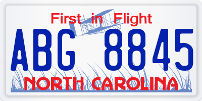 NC license plate ABG8845