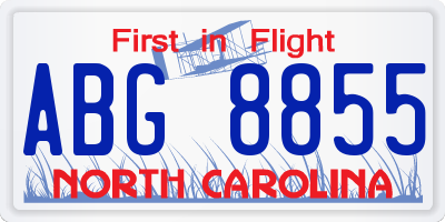 NC license plate ABG8855