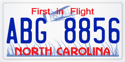 NC license plate ABG8856