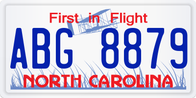 NC license plate ABG8879