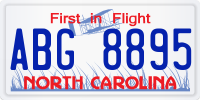 NC license plate ABG8895