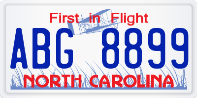 NC license plate ABG8899