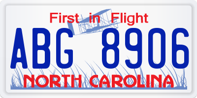 NC license plate ABG8906