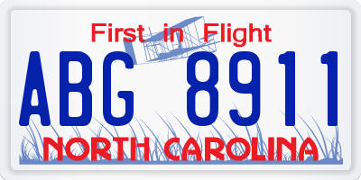 NC license plate ABG8911