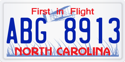 NC license plate ABG8913
