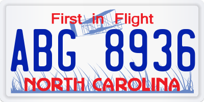 NC license plate ABG8936