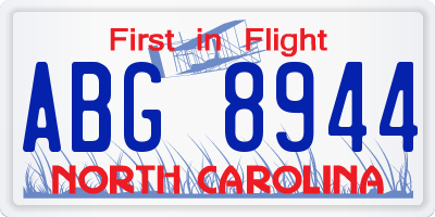 NC license plate ABG8944