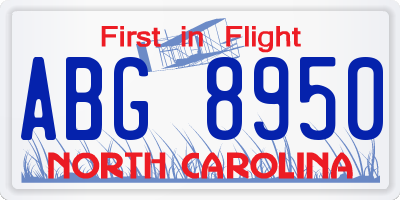 NC license plate ABG8950