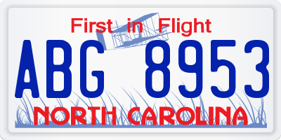 NC license plate ABG8953