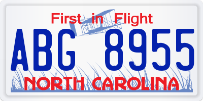 NC license plate ABG8955