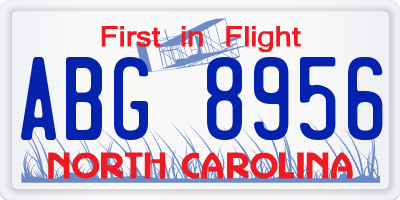 NC license plate ABG8956