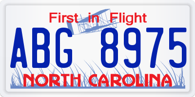 NC license plate ABG8975
