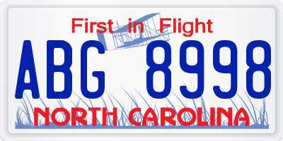 NC license plate ABG8998