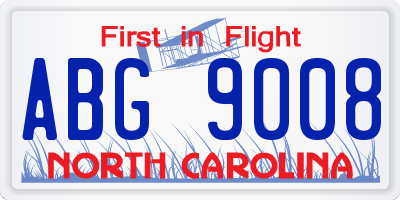 NC license plate ABG9008