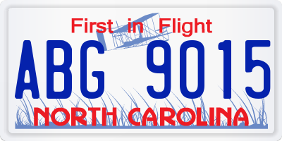 NC license plate ABG9015