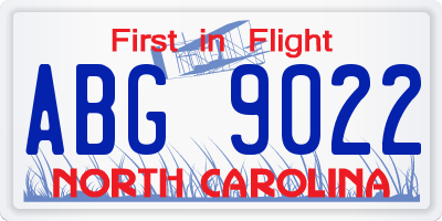 NC license plate ABG9022