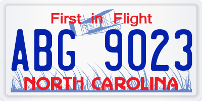 NC license plate ABG9023