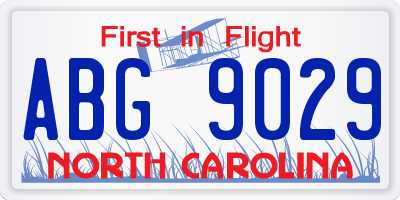 NC license plate ABG9029