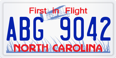 NC license plate ABG9042