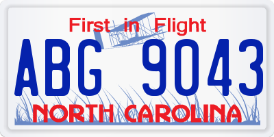 NC license plate ABG9043