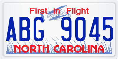 NC license plate ABG9045