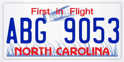 NC license plate ABG9053