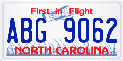NC license plate ABG9062