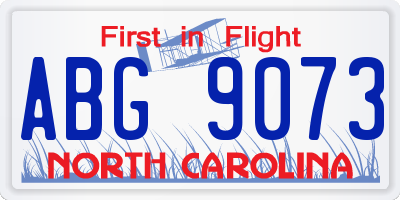 NC license plate ABG9073