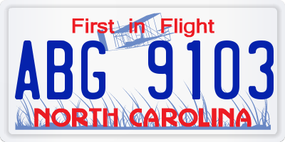 NC license plate ABG9103