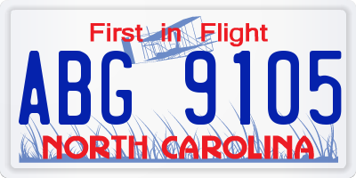 NC license plate ABG9105