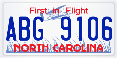 NC license plate ABG9106