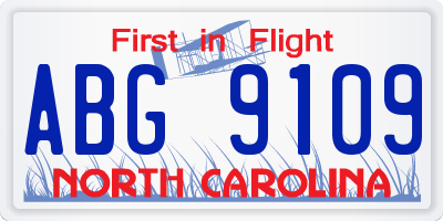 NC license plate ABG9109