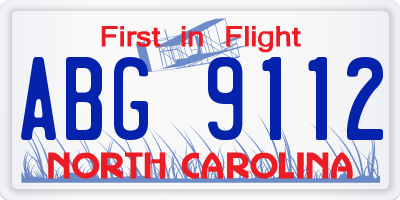 NC license plate ABG9112