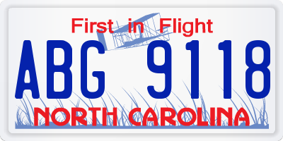 NC license plate ABG9118