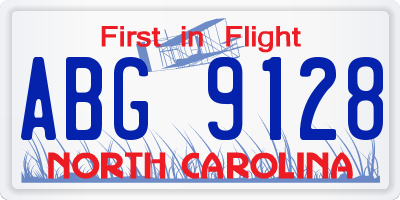 NC license plate ABG9128