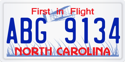 NC license plate ABG9134