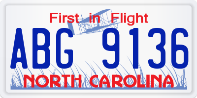 NC license plate ABG9136