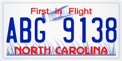 NC license plate ABG9138