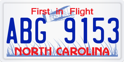 NC license plate ABG9153