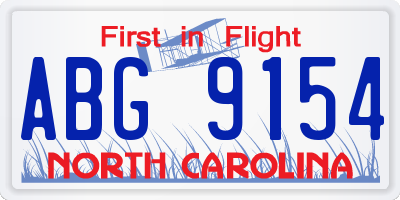 NC license plate ABG9154