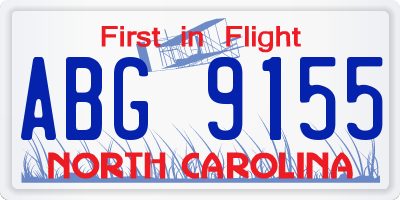 NC license plate ABG9155