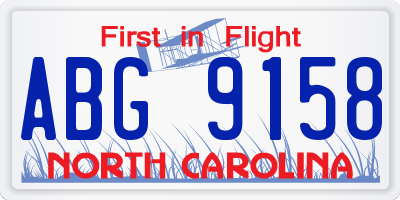 NC license plate ABG9158
