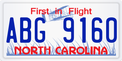 NC license plate ABG9160