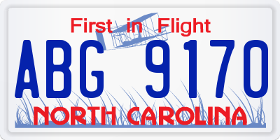 NC license plate ABG9170