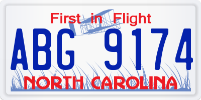 NC license plate ABG9174