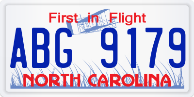 NC license plate ABG9179
