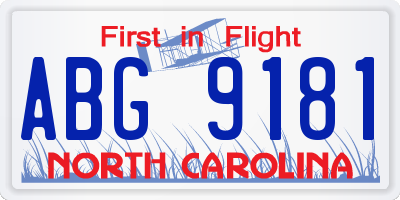 NC license plate ABG9181
