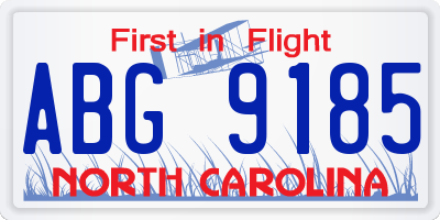 NC license plate ABG9185