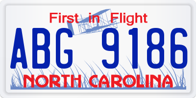 NC license plate ABG9186